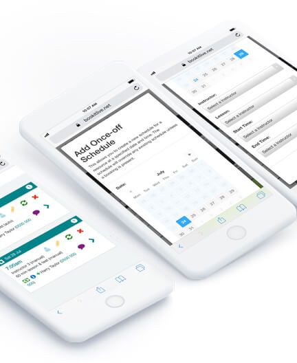 mobile device view online booking system dashboard